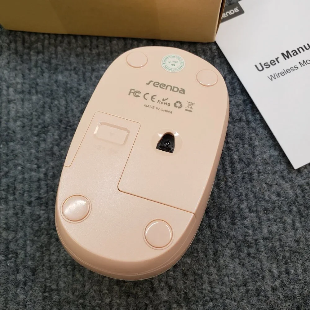 Seenda Wireless Mouse 2.4G Silent Mouse with USB Receiver, Portable. White Pink